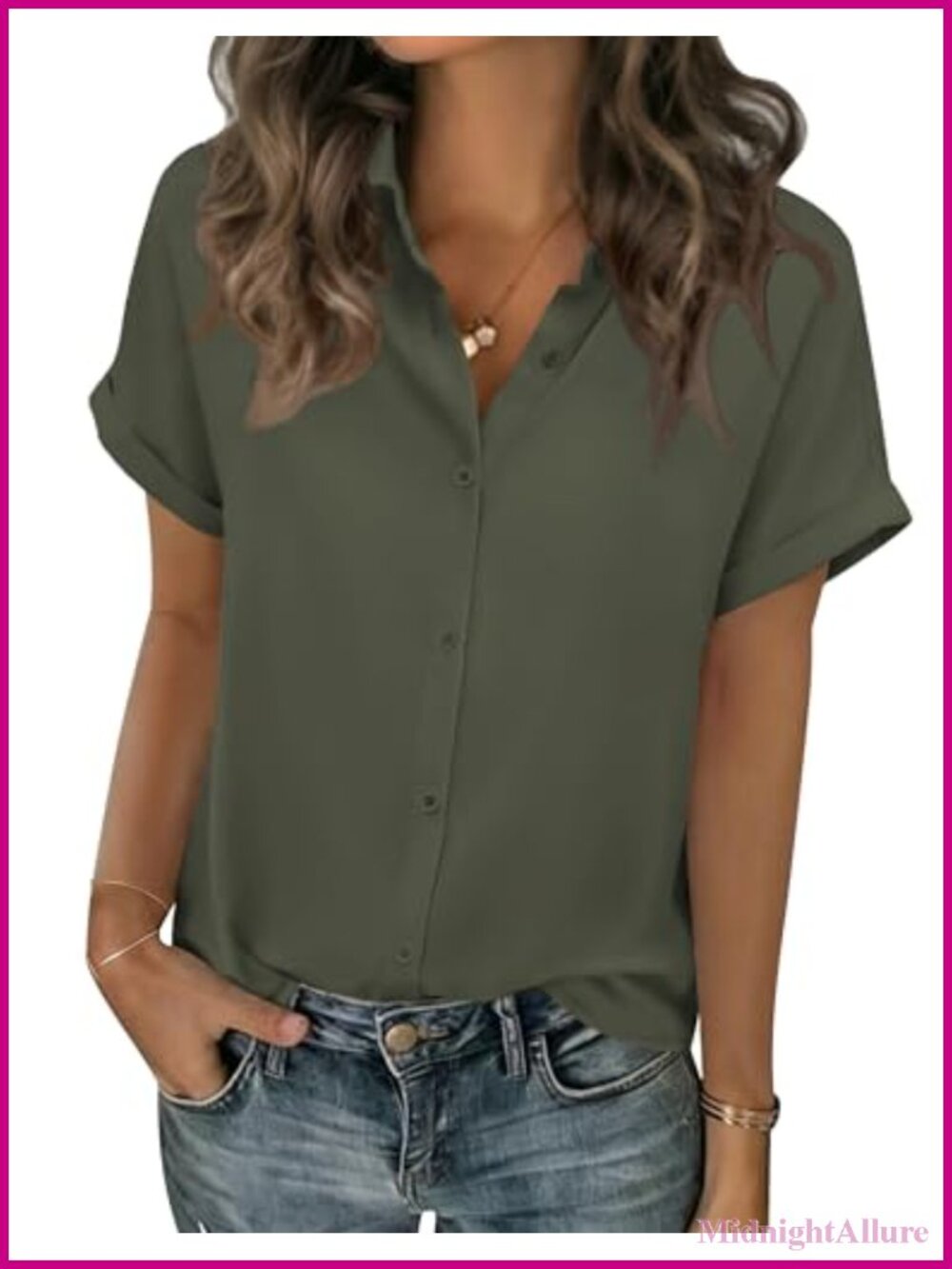 Zeagoo Women's Short Sleeve Button Down Shirt Polyester Work Blouse